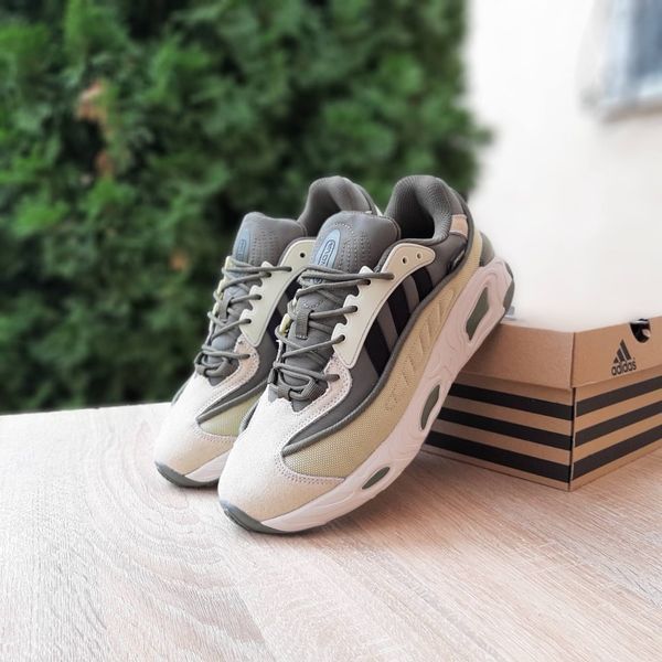 Чоловічі кросівки | Adidas Oznova | бежеві з зеленим на білій | замша/щільний текстиль ODR AD10117-42 фото