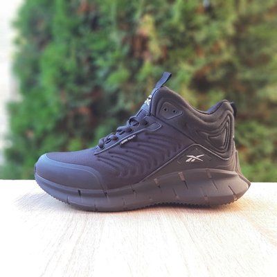 Чоловічі зимові високі кросівки | Reebok Zig Kinetica High Winter | чорні з білим | водовідштовхуючі матеріали | хутро ODRW RB10007-41 фото