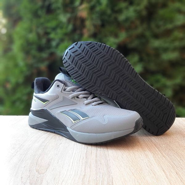 Чоловічі зимові кросівки | Reebok Nano X2 Winter | сірі з чорним й салатовим | водовідштовхуючі матеріали | термо/фліс ODRW RB10004-41 фото