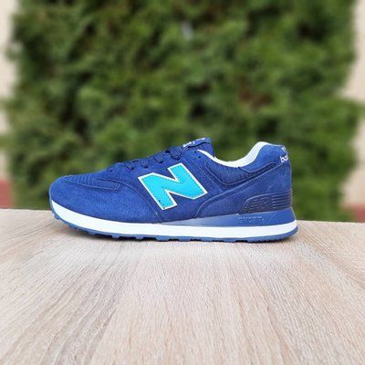 Чоловічі кросівки | New Balance 574 | сині з білим | замша/текстиль | маломірні ODR NB10060-41 фото