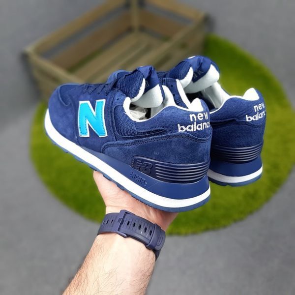 Чоловічі кросівки | New Balance 574 | сині з білим | замша/текстиль | маломірні ODR NB10060-41 фото