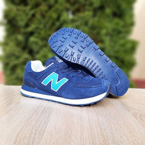 Чоловічі кросівки | New Balance 574 | сині з білим | замша/текстиль | маломірні ODR NB10060-41 фото