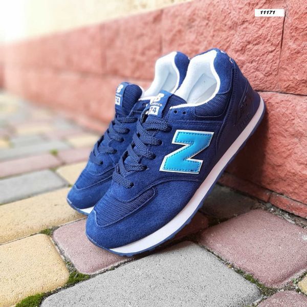 Чоловічі кросівки | New Balance 574 | сині з білим | замша/текстиль | маломірні ODR NB10060-41 фото