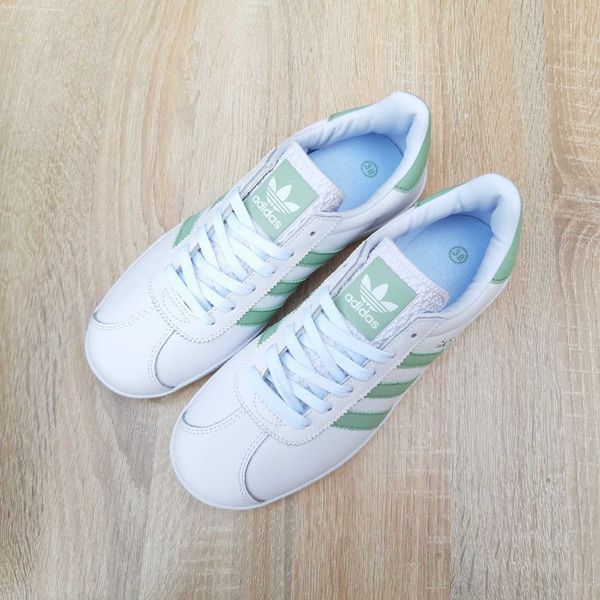 Жіночі кросівки | Adidas Gazelle | білі з бірюзою | шкіра ODR AD20045-36 фото