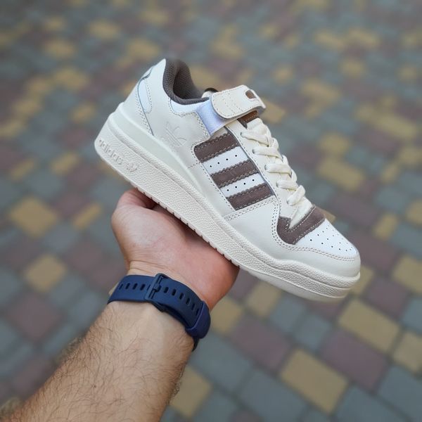 Жіночі кросівки | Adidas Forum Low | світло-бежеві з коричневим | шкіра/замша ODR AD20024-36 фото