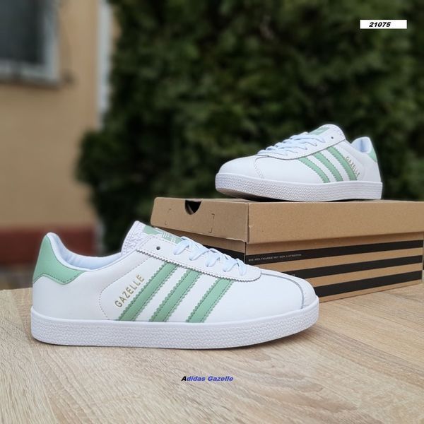 Жіночі кросівки | Adidas Gazelle | білі з бірюзою | шкіра ODR AD20045-36 фото