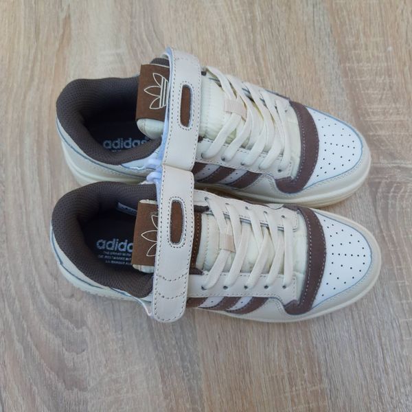 Жіночі кросівки | Adidas Forum Low | світло-бежеві з коричневим | шкіра/замша ODR AD20024-36 фото