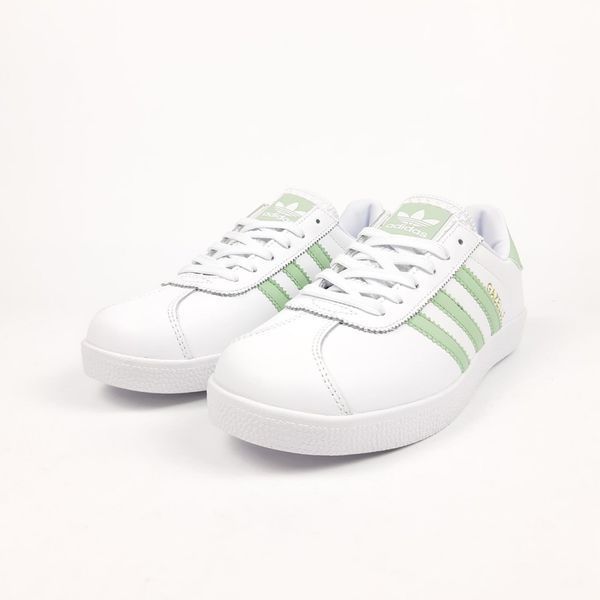 Жіночі кросівки | Adidas Gazelle | білі з бірюзою | шкіра ODR AD20045-36 фото