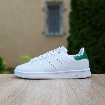 Жіночі кросівки | Adidas Stan Smith | білі з зеленим | прес шкіра | маломірні ODR AD20005-39 фото