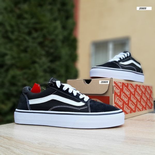 Жіночі кеди | Vans | чорні з білим | текстиль ODR VS20001-36 фото