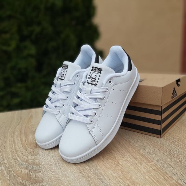 Жіночі кросівки | Adidas Stan Smith | білі з чорним | шкіра ODR AD20006-37 фото