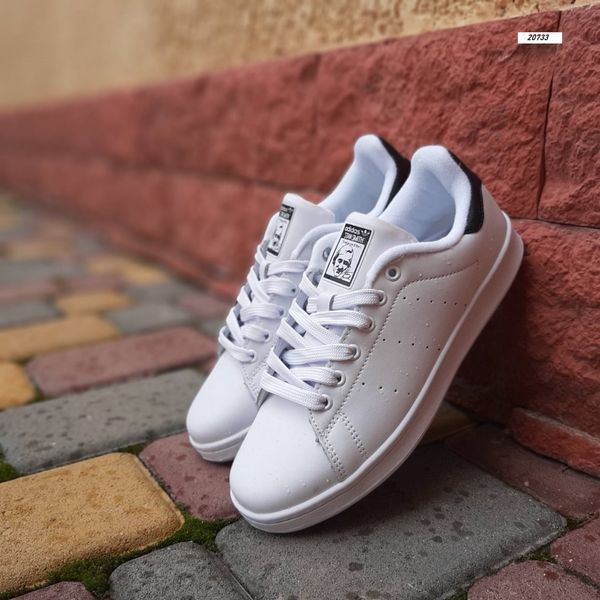 Жіночі кросівки | Adidas Stan Smith | білі з чорним | шкіра ODR AD20006-37 фото