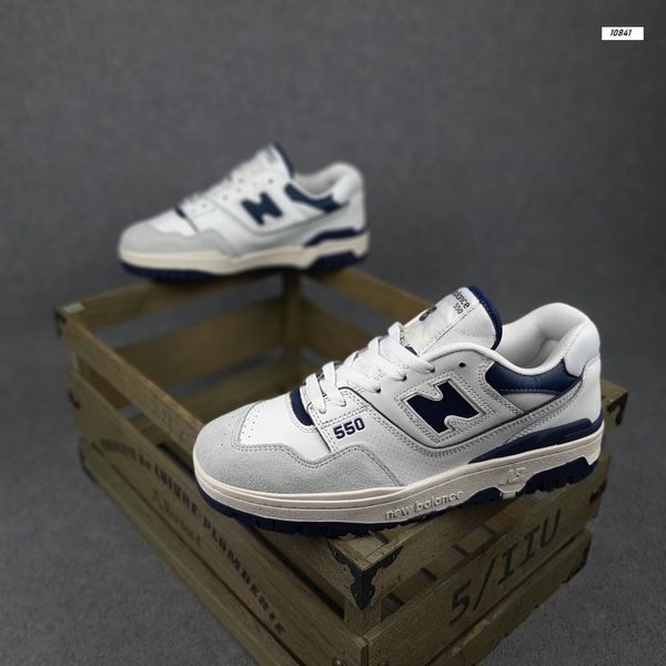 Чоловічі кросівки | New Balance 550 | білі з темно-синім | шкіра/замша ODR NB10008-41 фото