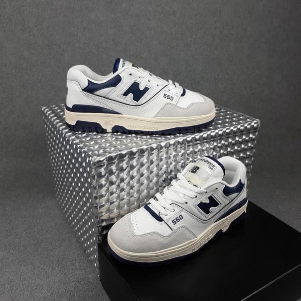 Чоловічі кросівки | New Balance 550 | білі з темно-синім | шкіра/замша ODR NB10008-41 фото