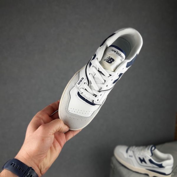 Чоловічі кросівки | New Balance 550 | білі з темно-синім | шкіра/замша ODR NB10008-41 фото
