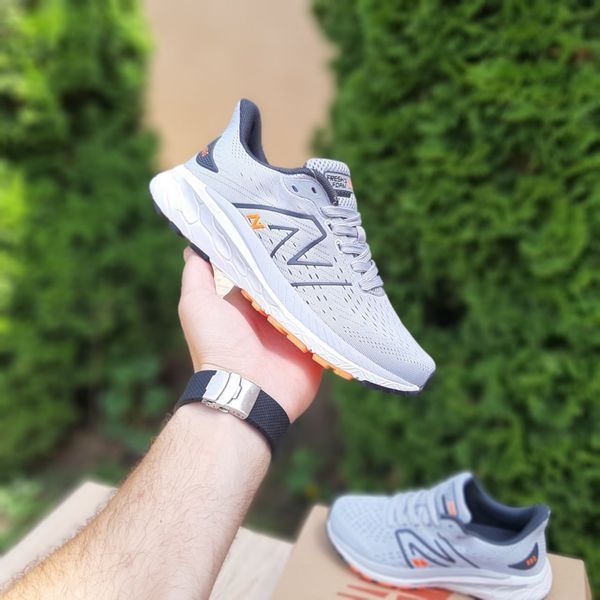 Чоловічі кросівки | New Balance 860 | світло-сірі з чорним й помаранчевим на білій | текстиль ODR NB10122-41 фото