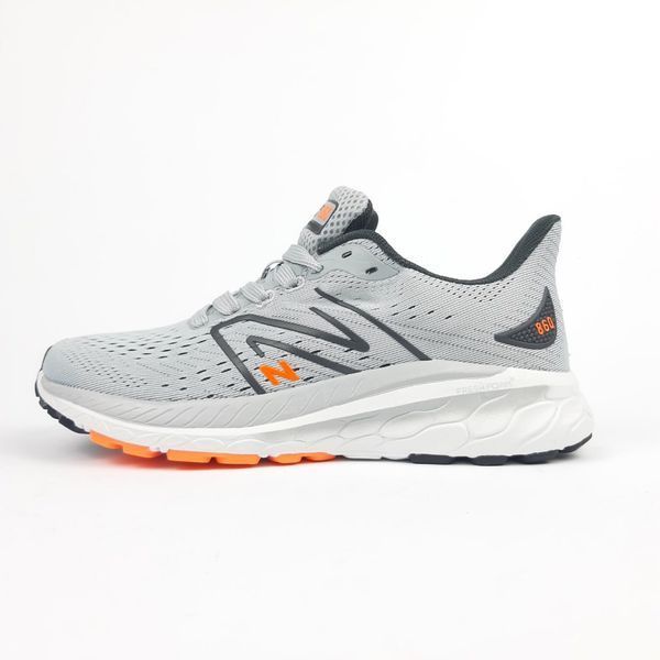 Чоловічі кросівки | New Balance 860 | світло-сірі з чорним й помаранчевим на білій | текстиль ODR NB10122-41 фото