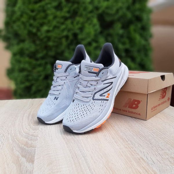 Чоловічі кросівки | New Balance 860 | світло-сірі з чорним й помаранчевим на білій | текстиль ODR NB10122-41 фото