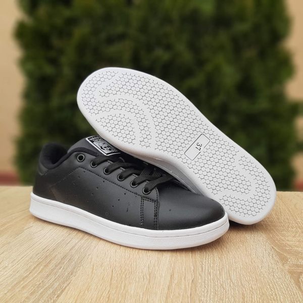Жіночі кросівки | Adidas Stan Smith | чорні на білій | шкіра ODR AD20007-36 фото