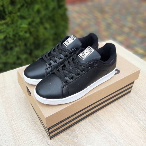 Жіночі кросівки | Adidas Stan Smith | чорні на білій | шкіра ODR AD20007-36 фото