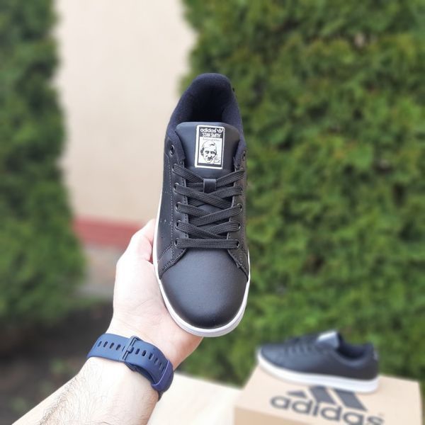 Жіночі кросівки | Adidas Stan Smith | чорні на білій | шкіра ODR AD20007-36 фото