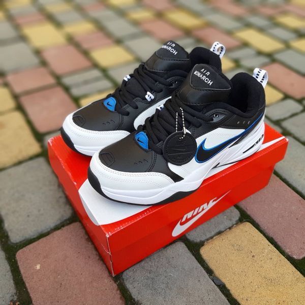 Чоловічі кросівки | Nike Air Monarch | білі з чорним й синім | шкіра | маломірні ODR NK10036-43 фото