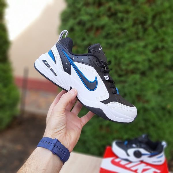 Чоловічі кросівки | Nike Air Monarch | білі з чорним й синім | шкіра | маломірні ODR NK10036-43 фото