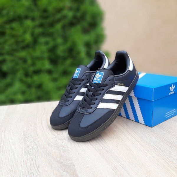 Жіночі кросівки | Adidas Samba | чорні з білим | шкіра/замша ODR AD20026-36 фото