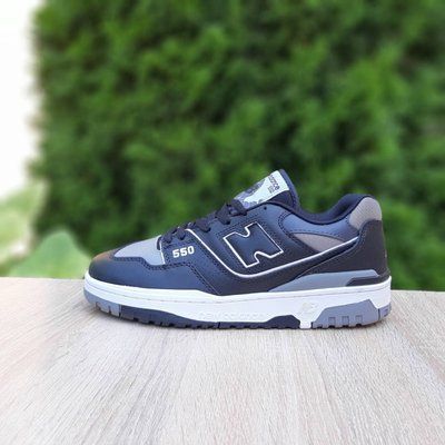 Чоловічі кросівки | New Balance 550 | чорні з сірим на білій | шкіра ODR NB10009-41 фото