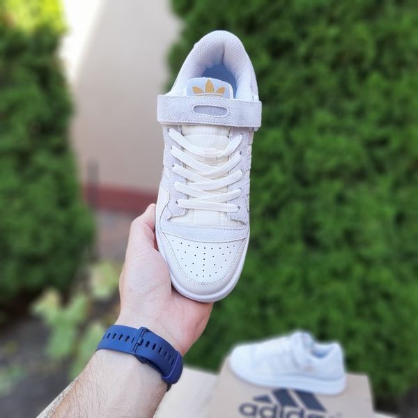 Жіночі кросівки | Adidas Forum Low | білі з сірим | шкіра/замша ODR AD20020-36 фото