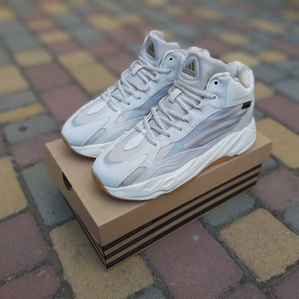 Чоловічі зимові високі кросівки | Adidas Yeezy Boost 700 High | світло-сірі | комбіновані матеріали | хутро ODRW AD10011-41 фото