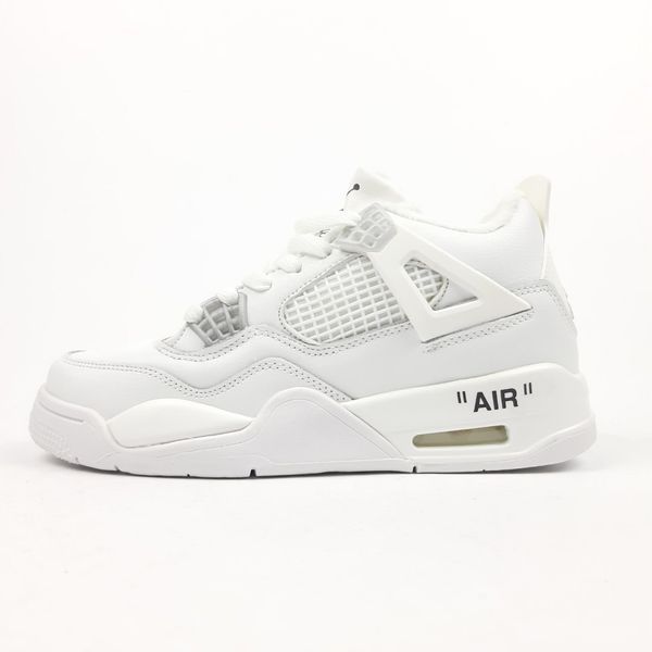 Жіночі зимові високі кросівки | Nike Air Jordan 4 Retro Winter | білі з сірим | шкіра | хутро | маломірні ODRW NJ20026-36 фото
