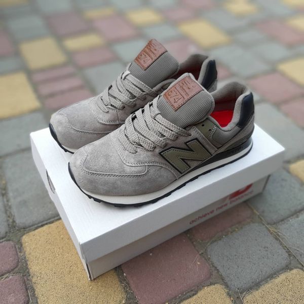 Чоловічі кросівки | New Balance 574 | хакі на білій | замша | маломірні ODR NB10033-41 фото