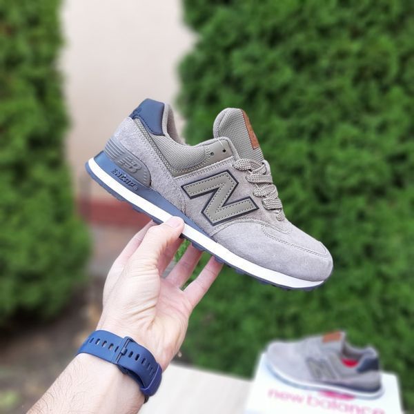 Чоловічі кросівки | New Balance 574 | хакі на білій | замша | маломірні ODR NB10033-41 фото