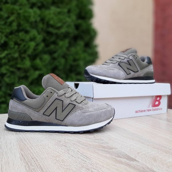 Чоловічі кросівки | New Balance 574 | хакі на білій | замша | маломірні ODR NB10033-41 фото