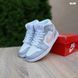 Жіночі зимові високі кросівки | Nike Air Jordan 1 High | білі з сірим й пудрою | шкіра | хутро | маломірні ODRW NJ20001-37 фото 2