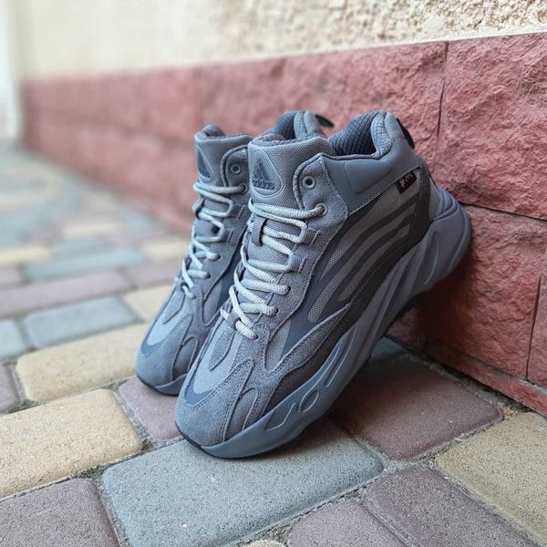 Чоловічі зимові високі кросівки | Adidas Yeezy Boost 700 High | сірі | комбіновані матеріали | хутро ODRW AD10012-43 фото
