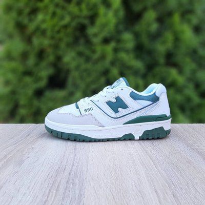 Жіночі кросівки | New Balance 550 | білі з зеленим | шкіра/замша ODR NB20004-36 фото