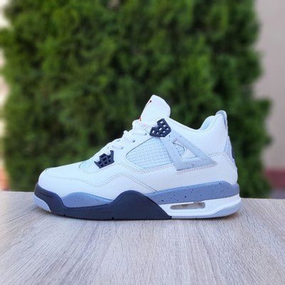 Чоловічі високі кросівки | Nike Air Jordan 4 Retro High | білі з чорним й сірим | шкіра | маломірні ODR NJ10017-41 фото