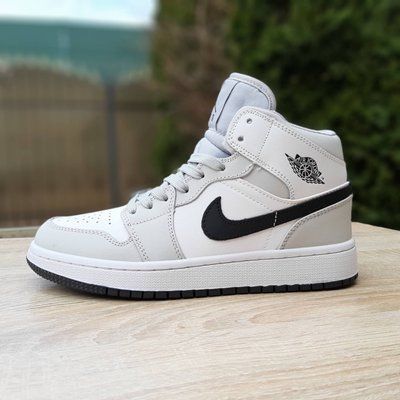 Жіночі високі кросівки | Nike Air Jordan 1 High | білі/сірі | шкіра ODR NJ20020-36 фото