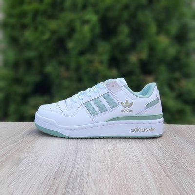 Жіночі кросівки | Adidas Forum Low | білі з бірюзою | шкіра ODR AD20073-37 фото