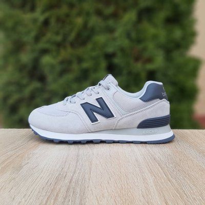 Жіночі кросівки | New Balance 574 | світло-сірі з синім на білій | замша/сітка ODR NB20092-37 фото