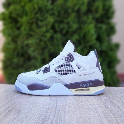 Чоловічі високі кросівки | Nike Air Jordan 4 Retro High | білі з чорним й сірим | шкіра | маломірні ODR NJ10018-41 фото