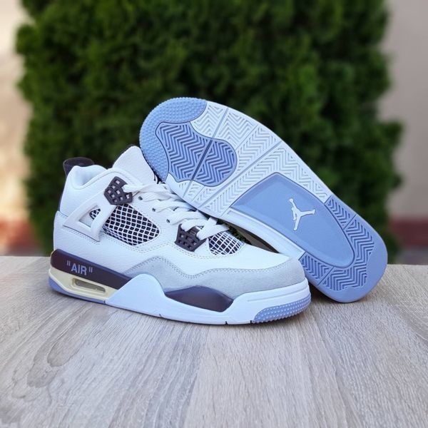 Чоловічі високі кросівки | Nike Air Jordan 4 Retro High | білі з чорним й сірим | шкіра | маломірні ODR NJ10018-41 фото