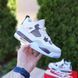 Чоловічі високі кросівки | Nike Air Jordan 4 Retro High | білі з чорним й сірим | шкіра | маломірні ODR NJ10018-41 фото 8
