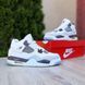Чоловічі високі кросівки | Nike Air Jordan 4 Retro High | білі з чорним й сірим | шкіра | маломірні ODR NJ10018-41 фото 10