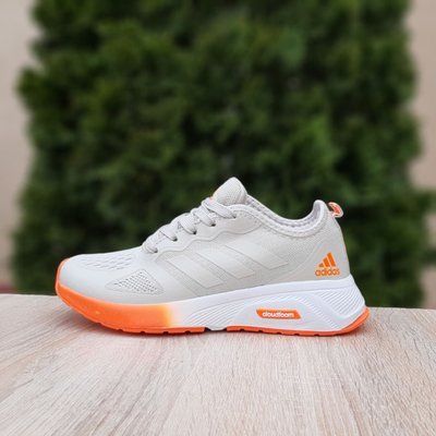 Жіночі кросівки | Adidas Cloudfoarm | світло-сірі з помаранчевим на білій | текстиль ODR AD20002-36 фото