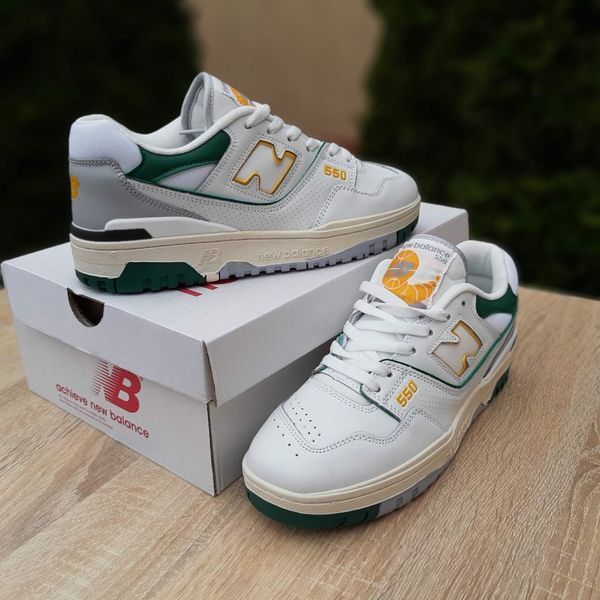 Чоловічі кросівки | New Balance 550 | білі з зеленим | шкіра/замша ODR NB10003-41 фото