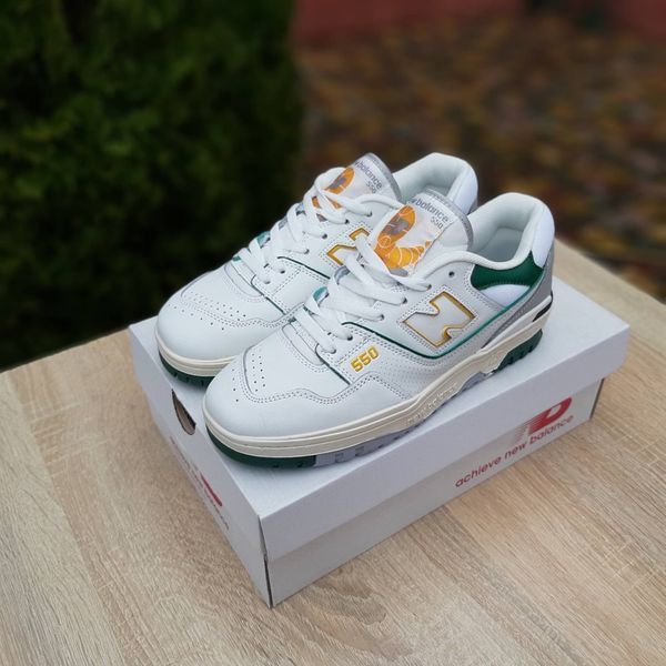 Чоловічі кросівки | New Balance 550 | білі з зеленим | шкіра/замша ODR NB10003-41 фото