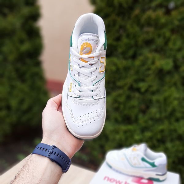 Чоловічі кросівки | New Balance 550 | білі з зеленим | шкіра/замша ODR NB10003-41 фото